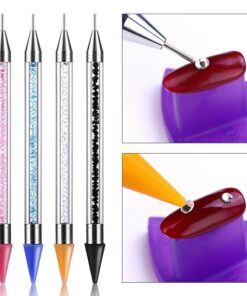 Stylo à ongles double extrémité perles de cristal poignée strass