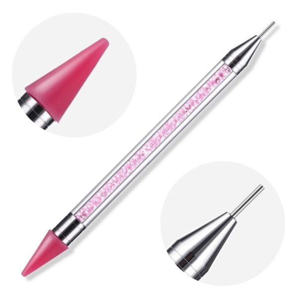 Stylo à ongles double extrémité perles de cristal poignée strass – Image 4