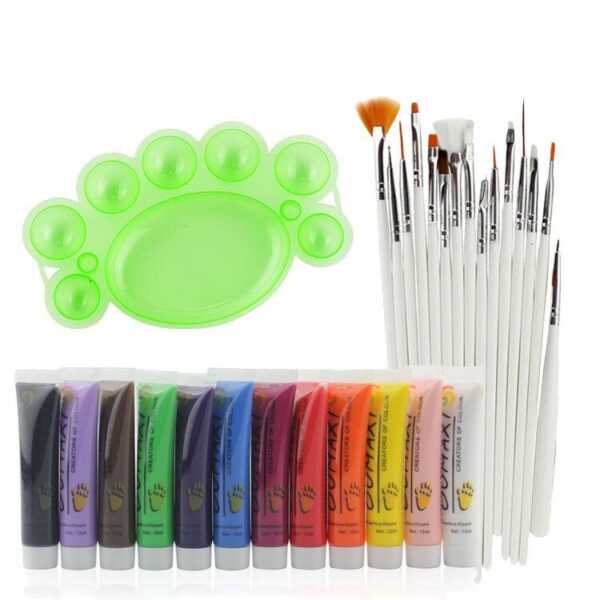 Kit Dessin 12 Couleurs Avec Pinceaux et Bol